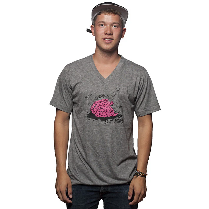 Fish Brain V-neck grey
