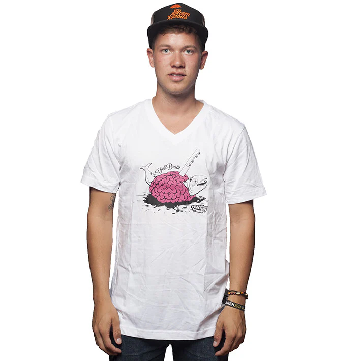 Fish Brain V-neck white