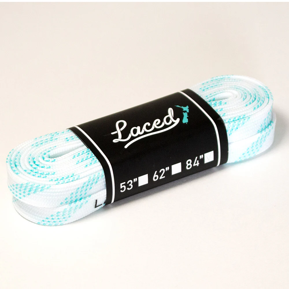 Laces 213cm white blue - Image 3